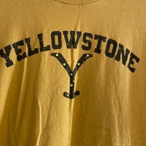 Used Yellowstone t-shirt XL - rhinestones on Y - mustard yellow color